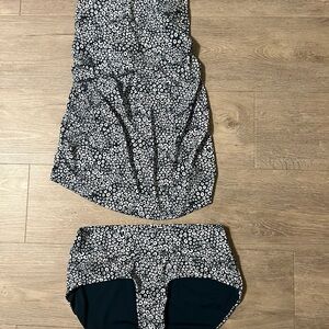 Senita Athletics Blue and White Patterned Maternity Tankini